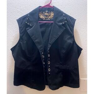 Ethly Black Studded Embellished Stud Detail Vest Women's Plus Size XL